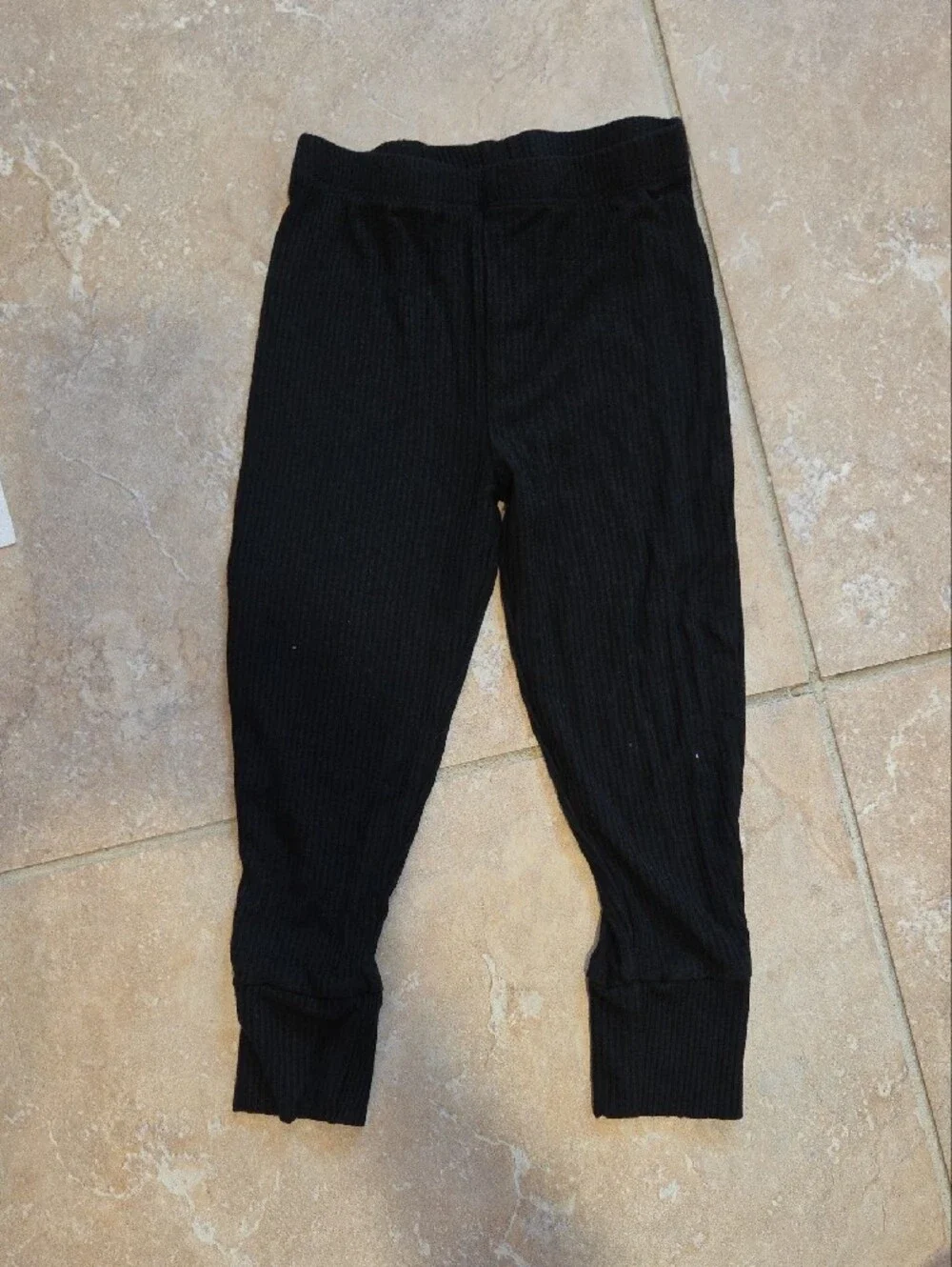 Posh Peanut Black Ribbed Kids Pajama Set - Long Sleeve Top & Jogger Pants